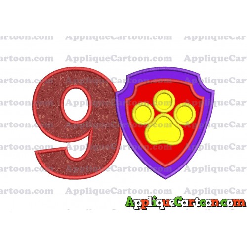 Logo Paw Patrol Applique 03 Embroidery Design Birthday Number 9