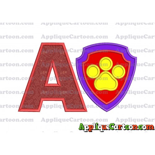 Logo Paw Patrol Applique 03 Embroidery Design With Alphabet A