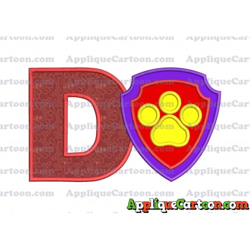 Logo Paw Patrol Applique 03 Embroidery Design With Alphabet D