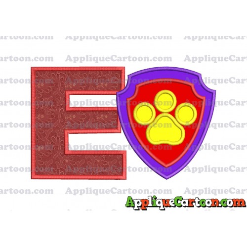 Logo Paw Patrol Applique 03 Embroidery Design With Alphabet E