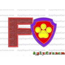 Logo Paw Patrol Applique 03 Embroidery Design With Alphabet F