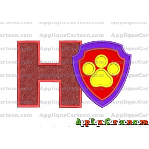 Logo Paw Patrol Applique 03 Embroidery Design With Alphabet H