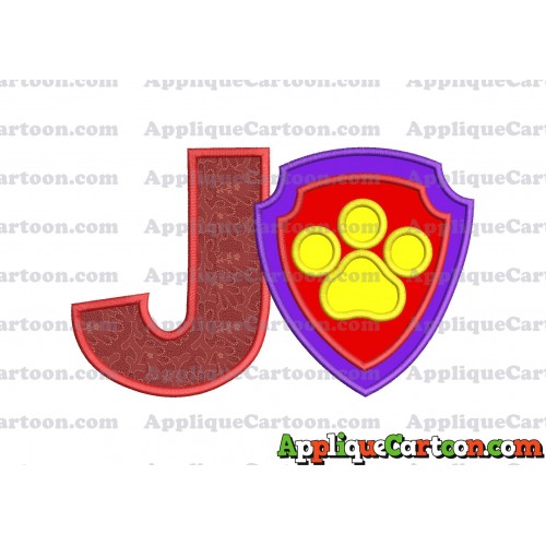 Logo Paw Patrol Applique 03 Embroidery Design With Alphabet J