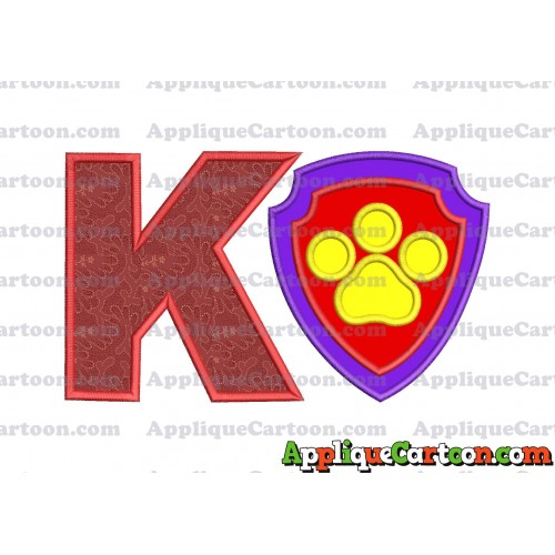 Logo Paw Patrol Applique 03 Embroidery Design With Alphabet K