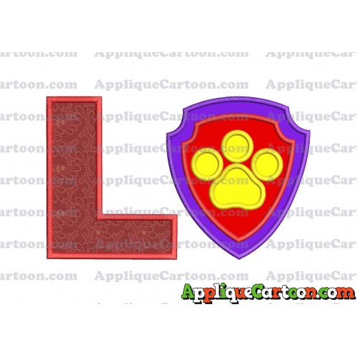 Logo Paw Patrol Applique 03 Embroidery Design With Alphabet L