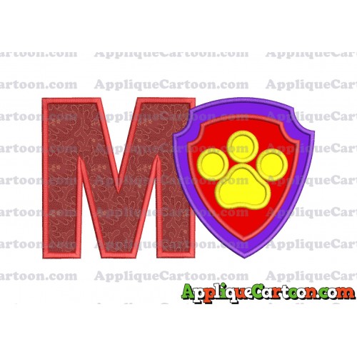 Logo Paw Patrol Applique 03 Embroidery Design With Alphabet M