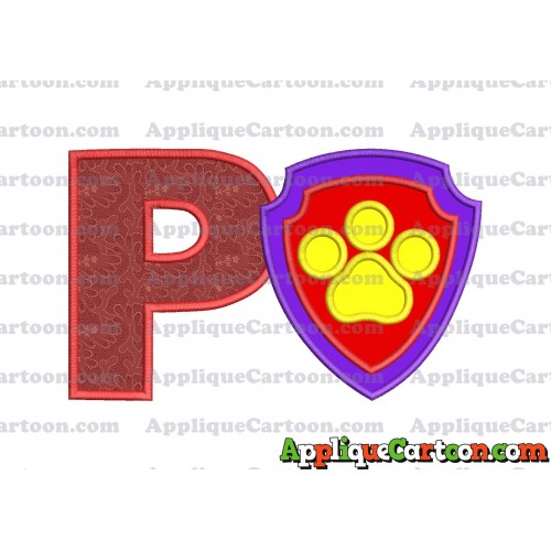 Logo Paw Patrol Applique 03 Embroidery Design With Alphabet P