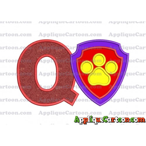 Logo Paw Patrol Applique 03 Embroidery Design With Alphabet Q