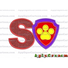 Logo Paw Patrol Applique 03 Embroidery Design With Alphabet S