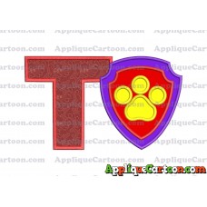 Logo Paw Patrol Applique 03 Embroidery Design With Alphabet T