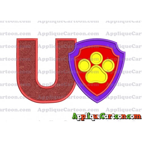 Logo Paw Patrol Applique 03 Embroidery Design With Alphabet U