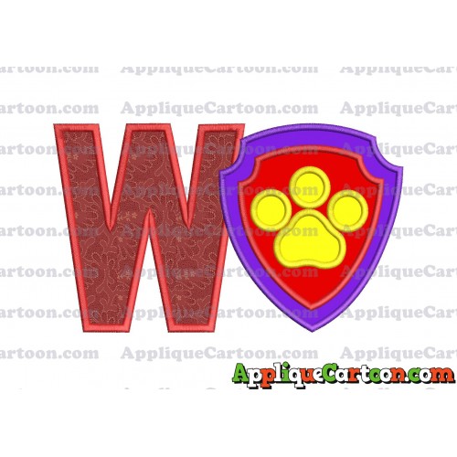 Logo Paw Patrol Applique 03 Embroidery Design With Alphabet W