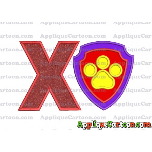 Logo Paw Patrol Applique 03 Embroidery Design With Alphabet X