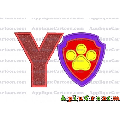 Logo Paw Patrol Applique 03 Embroidery Design With Alphabet Y