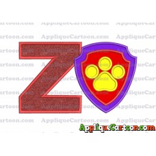 Logo Paw Patrol Applique 03 Embroidery Design With Alphabet Z