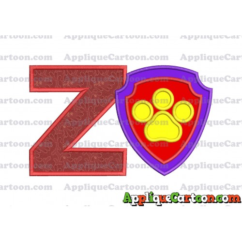 Logo Paw Patrol Applique 03 Embroidery Design With Alphabet Z