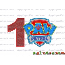Logo Paw Patrol Applique 04 Embroidery Design Birthday Number 1