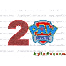 Logo Paw Patrol Applique 04 Embroidery Design Birthday Number 2