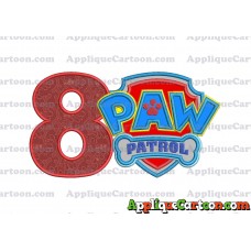 Logo Paw Patrol Applique 04 Embroidery Design Birthday Number 8