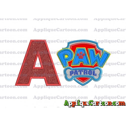 Logo Paw Patrol Applique 04 Embroidery Design With Alphabet A