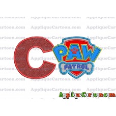 Logo Paw Patrol Applique 04 Embroidery Design With Alphabet C