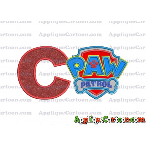 Logo Paw Patrol Applique 04 Embroidery Design With Alphabet C