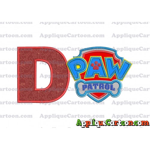 Logo Paw Patrol Applique 04 Embroidery Design With Alphabet D