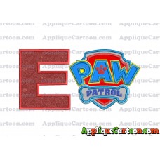 Logo Paw Patrol Applique 04 Embroidery Design With Alphabet E