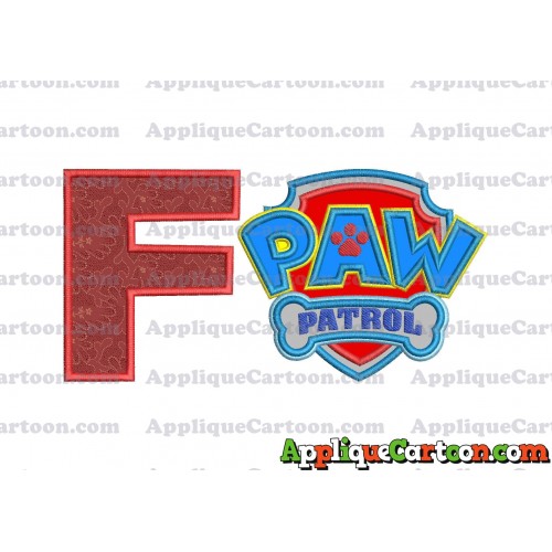 Logo Paw Patrol Applique 04 Embroidery Design With Alphabet F