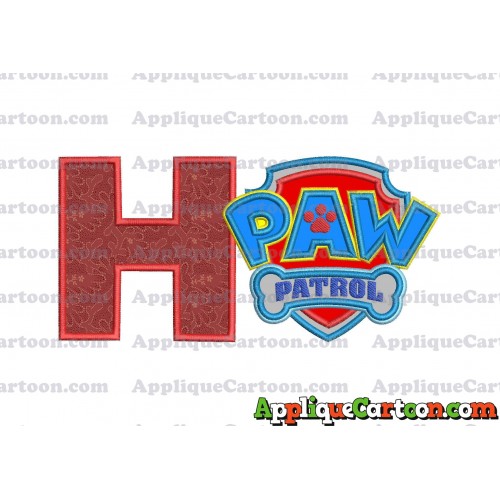 Logo Paw Patrol Applique 04 Embroidery Design With Alphabet H