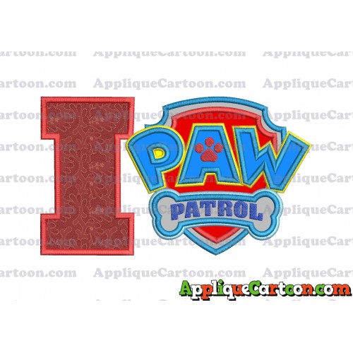Logo Paw Patrol Applique 04 Embroidery Design With Alphabet I