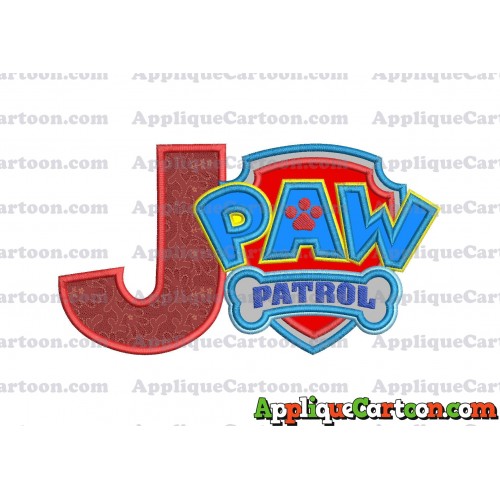 Logo Paw Patrol Applique 04 Embroidery Design With Alphabet J