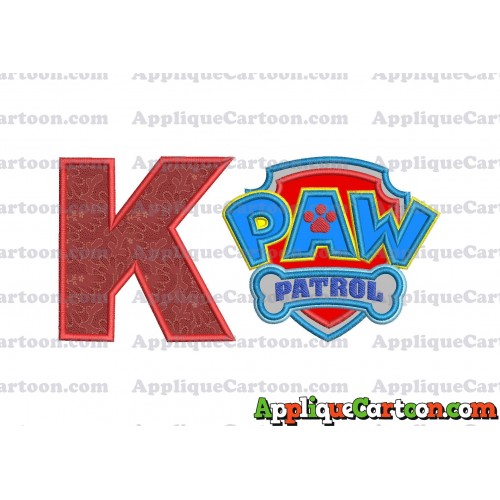 Logo Paw Patrol Applique 04 Embroidery Design With Alphabet K