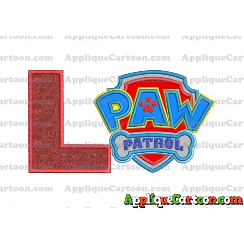Logo Paw Patrol Applique 04 Embroidery Design With Alphabet L