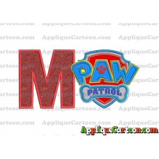 Logo Paw Patrol Applique 04 Embroidery Design With Alphabet M