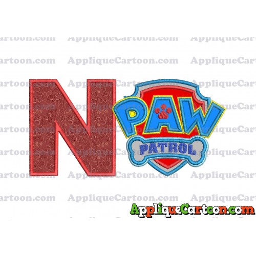 Logo Paw Patrol Applique 04 Embroidery Design With Alphabet N