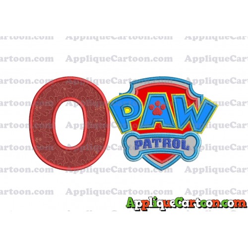 Logo Paw Patrol Applique 04 Embroidery Design With Alphabet O