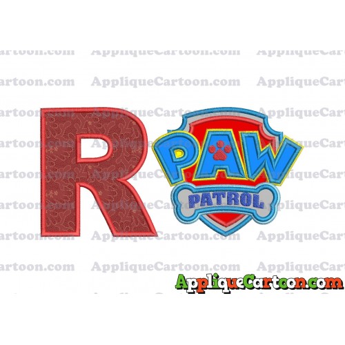 Logo Paw Patrol Applique 04 Embroidery Design With Alphabet R