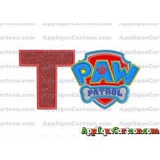 Logo Paw Patrol Applique 04 Embroidery Design With Alphabet T