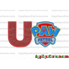 Logo Paw Patrol Applique 04 Embroidery Design With Alphabet U
