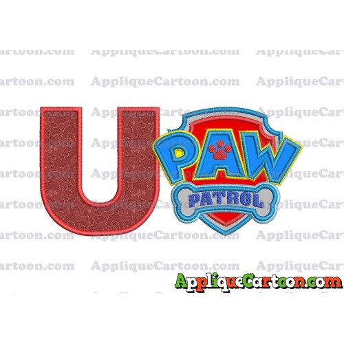Logo Paw Patrol Applique 04 Embroidery Design With Alphabet U