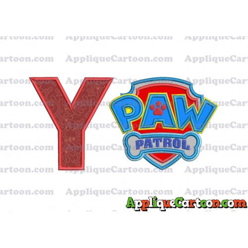 Logo Paw Patrol Applique 04 Embroidery Design With Alphabet Y