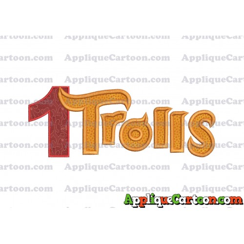 Logo Poppy Trolls Machine Applique Design Birthday Number 1