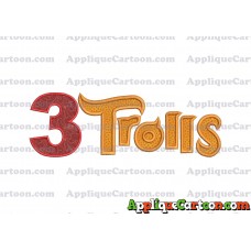 Logo Poppy Trolls Machine Applique Design Birthday Number 3