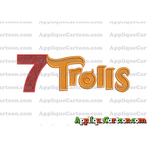 Logo Poppy Trolls Machine Applique Design Birthday Number 7