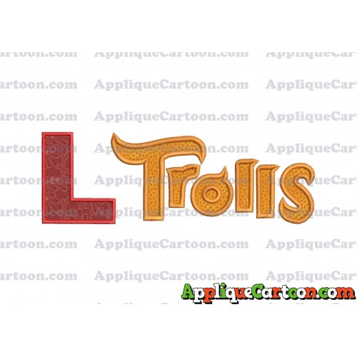 Logo Poppy Trolls Machine Applique Design With Alphabet L