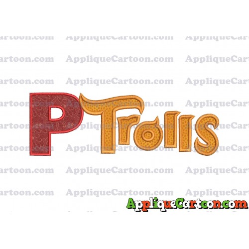 Logo Poppy Trolls Machine Applique Design With Alphabet P