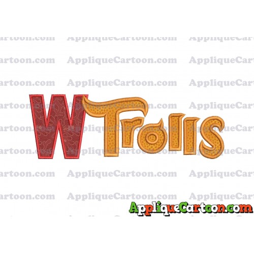Logo Poppy Trolls Machine Applique Design With Alphabet W