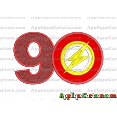 Logo The Flash Applique Embroidery Design Birthday Number 9