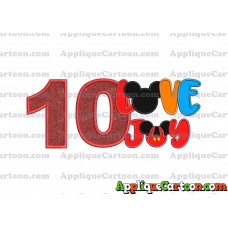 Love Joy Mickey Mouse Applique Design Birthday Number 10